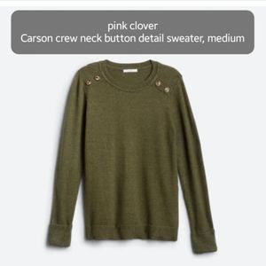 Pink Clover Carson crew neck button detail sweater, medium